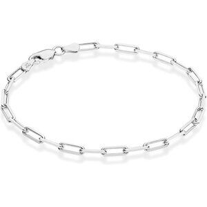 Solid 925 Sterling Silver Italian 3mm Paperclip Link Chain Bracelet for Women